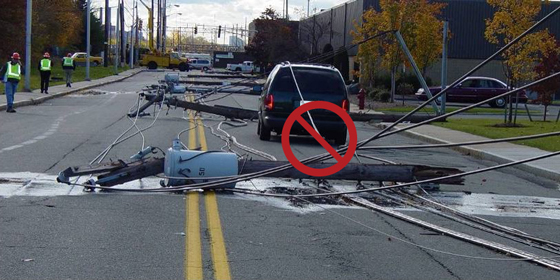 Oil spill from downed transformer
