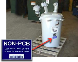 Non‑PCB label on transformer