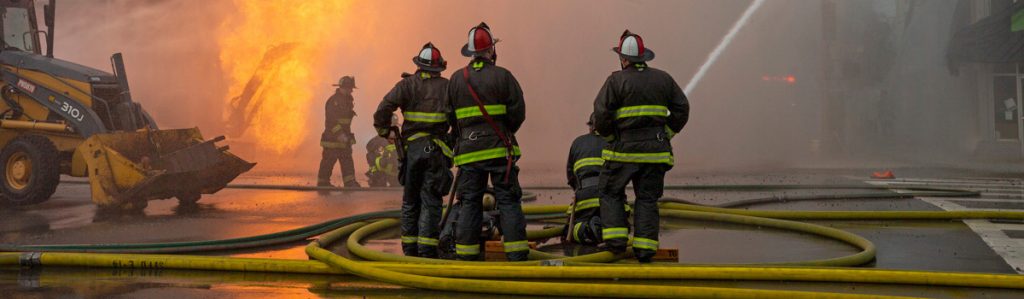 Firemen responding to a natural gas fire