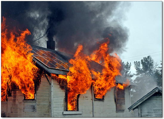 Roof fire with PV panels