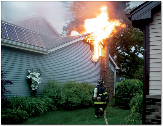 Roof fire with PV panels