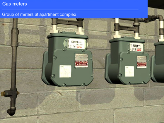 Gas meters | Group of meters at apartment complex