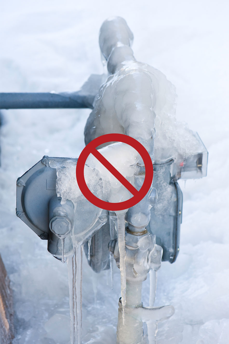 Gas meter covered in ice