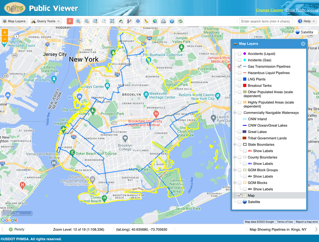 National Pipeline Mapping System homepage